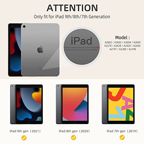 Akkerds for iPad 9th/8th/7th Generation Case 10.2 Inch, Sky Blue | With Pencil Holder, for iPad 10.2 Case 2021/2020/2019, Soft TPU Back, Slim Trifold Stand Protective Cover, Auto Sleep/Wake