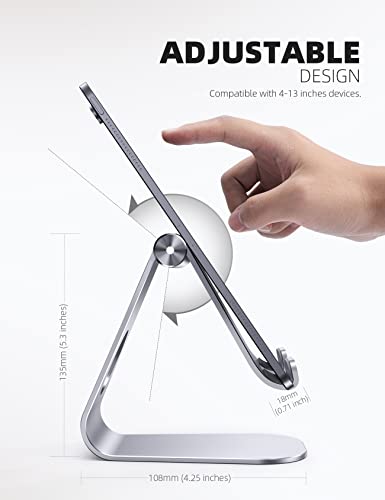 Lamicall iPad Stand Adjustable Tablet Holder, Sturdy Aluminum, Multi-Angle | Dock Stand for 4-13" iPad Pro Air Mini Kindle Tab Switch, All Aluminum Metal, Multi-Angle, Sturdy, Office Desk Accessories