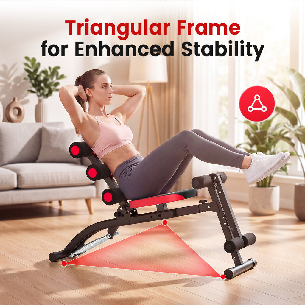 RELIFE REBUILD YOUR LIFE Foldable Ab Machine for Home Gym, Adjustable Ab Trainer & Sit Up Bench, Compact Core Workout Chair for Daily Fitness