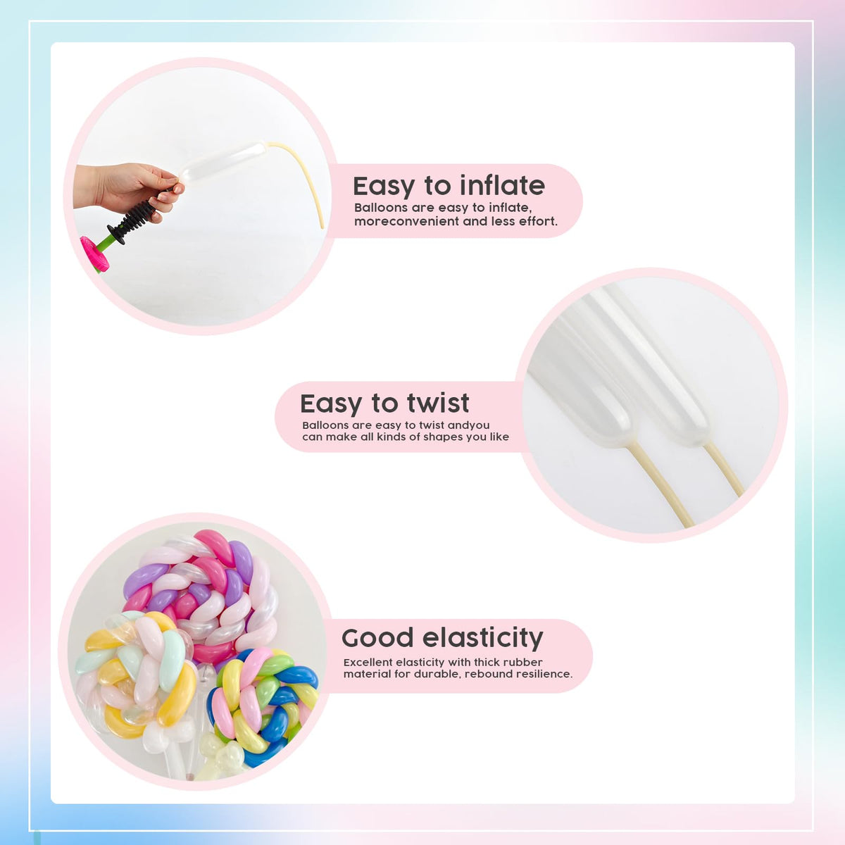 260 Balloons - Clear Long Balloons for Tying Balloon Arch & Balloon Ties | 100Pcs Clear Animal Balloons, Skinny Balloons for Tying, Long to Tie, Twisting, Modeling, Making & Birthday Party Decor