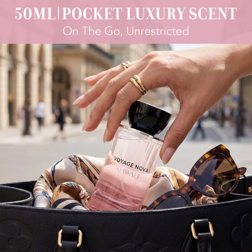 QAWAFI Voyage Nova Eau de Parfum for Women, Lychee Bergamot, Rose Peony Cocoa Blossom, Elegant Patchouli, Long Lasting Spring Fall Perfume, 50ml &1.7fl oz