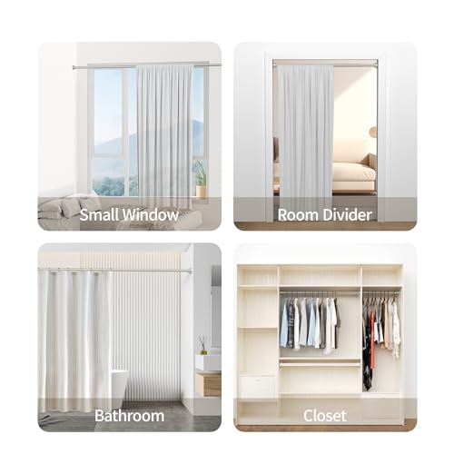 Mcrbeay Shower Curtain Rod, 1" Diameter Heavy Duty Tension Shower Rod | Adjustable 28-74 inch Non Slip No Drill Spring Tension Rod For Bathroom, Shower Stall, No Rust, Brushed Nickel