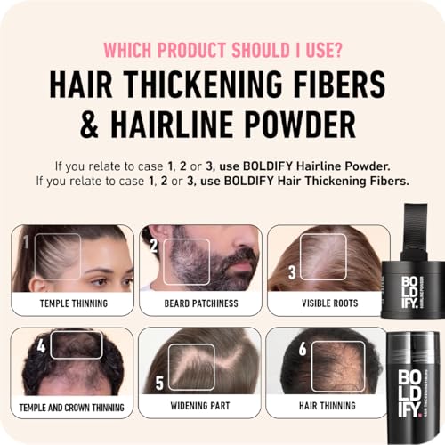 Boldify Hairline Powder, Root Touch Up Hair Color Dark Brown 4g | Instantly Fills Thinning Hair & Sparse Hairlines - Root Cover Up for Gray Hair - Water-Resistant, Sweat-Proof 24-Hour Wear