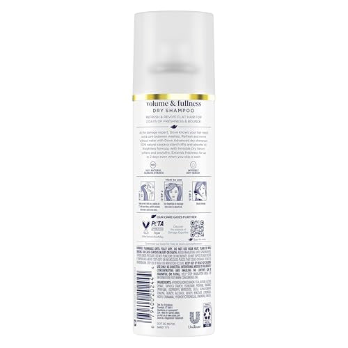 Dove Dry Shampoo Spray, Hair Volume & Fullness, Absorbs Oil, 5 oz (2-Pack) | Refreshes Hair Without Washing, Absorbs Excess Oil, Adds Volume and Fullness, Convenient Two-Pack Dry Shampoo
