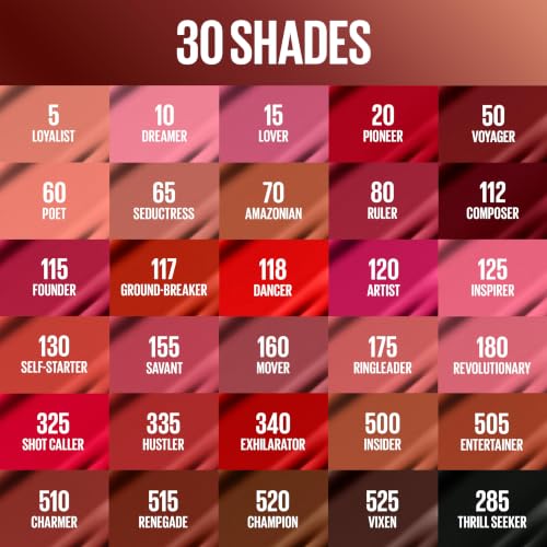 Maybelline Super Stay Matte Ink Liquid Lipstick Makeup, Exhilarator | Ruby Red Lipstick, Long-Lasting, Non-Transferring, High Impact Lip Color, Up to 16HR Wear
