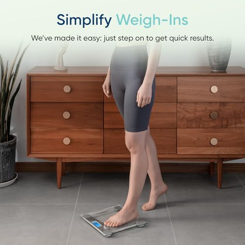 Etekcity Digital Body Weight Bathroom Scale, 6mm Tempered Glass, 400 lbs | Large Blue LCD Backlight Display, High Precision Measurements for Home Bathroom Use