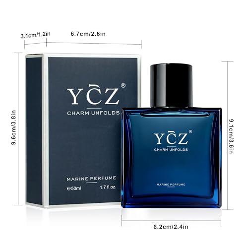Ycz Midnight Marine Eau de Parfum for Men, 1.7 Fl Oz | Long-Lasting Fresh Marine Woody Fragrance with Grapefruit, Ginger, and Cedar Notes for Daily Wear, Date Nights, and Gifts.