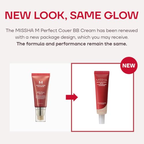 MISSHA M Perfect Cover BB Cream No.23 Natural Beige SPF 42 PA+++ 1.69 oz | Light-medium cool-neutral skin; tinted moisturizer for face, buildable coverage, smooth natural finish, daily wear
