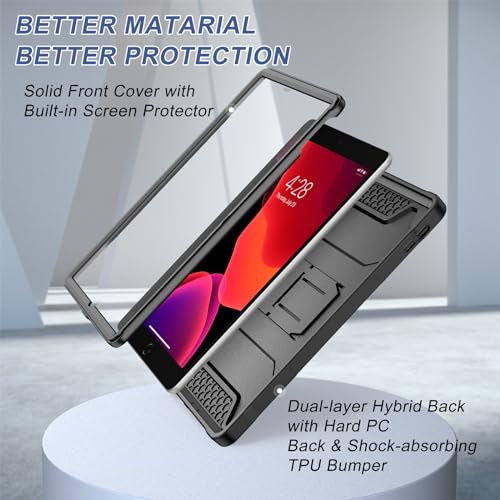 Soke Case for iPad 9th/8th/7th Generation 10.2-Inch - Black | Built-in Screen Protector and Kickstand, Rugged Full Body Protective Cover for Apple iPad Gen 9/8/7 2021/2020/2019