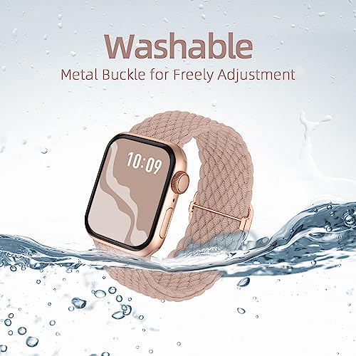 4 Pack Braided Stretchy Band Compatible with Apple Watch Bands Women Men | 40/41/38/42/44/45/46/49mm Breathable Nylon Elastic Daily Use Straps for iWatch Series 12 11 10 9 8 7 6 5 4 3 SE Ultra 4-1