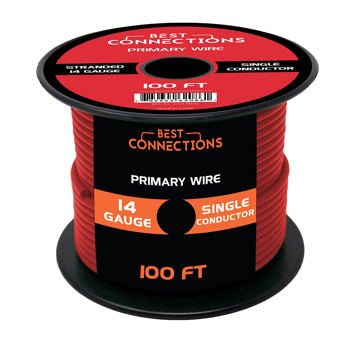 BEST CONNECTIONS Automotive Primary Wire - 100ft (Various Color Options) | Ideal for Trailer, Speaker, and Lighting Circuits | Durable Primary/Remote, Power/Ground Electrical Wiring (14 Gauge, Red)