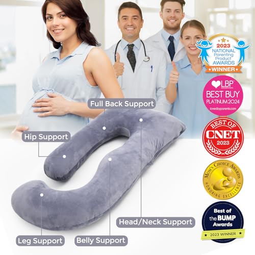 Momcozy Pregnancy Pillow for Sleeping - U Shaped Full Body Maternity Pillow | Removable Cover, Support for Back, Legs, Belly, Hips for Pregnant Women, Side Sleeper, Pregnancy Gifts & Essentials, 57 Inch