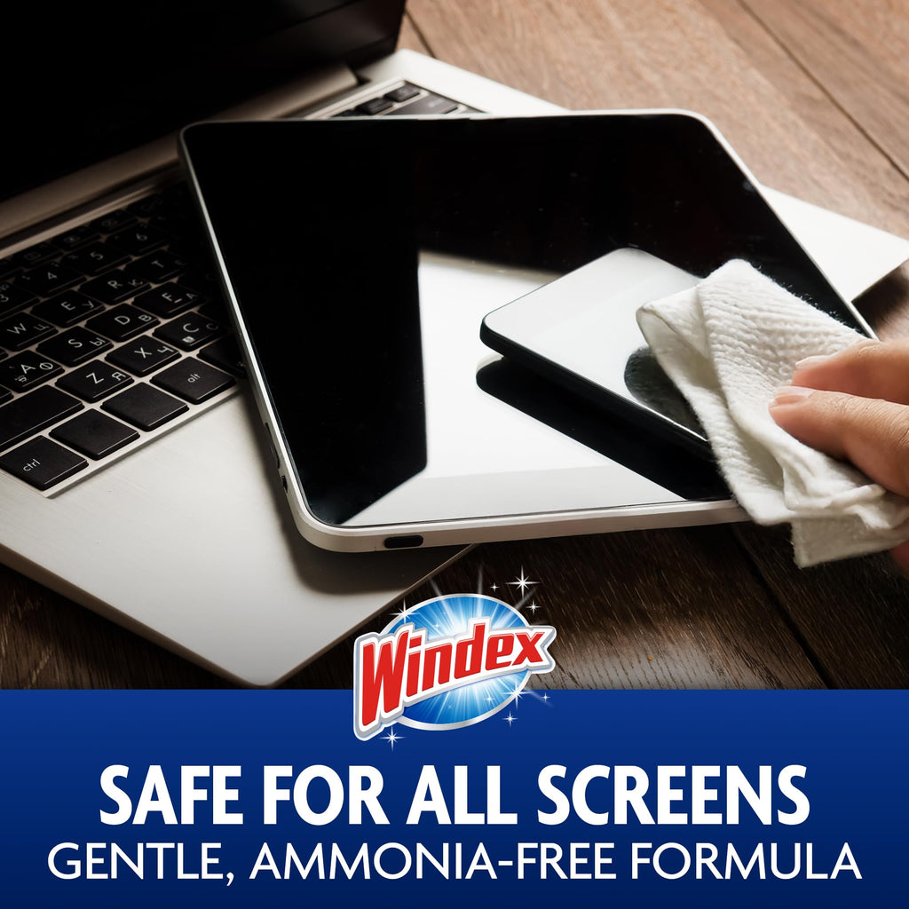 Windex Electronic Cleaning Wipes, Anti-Static & Ammonia-Free, 25 Count | Pre-Moistened Wipes for Monitors, Computer Screens, Laptops, TVs, Phones & More, Resealable Pack with Freshness Lock