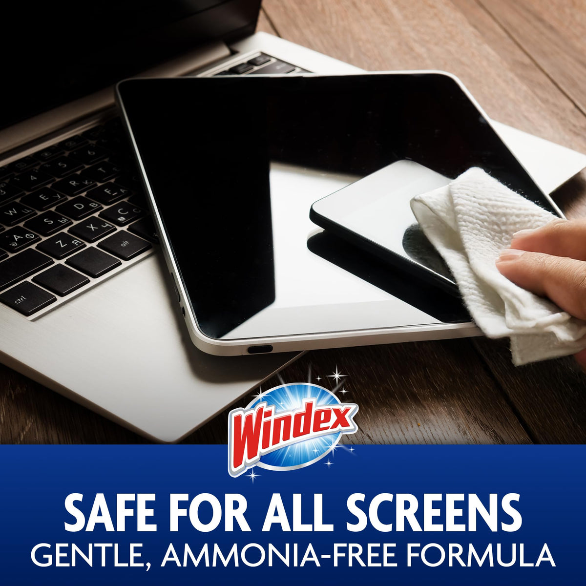 Windex Electronic Cleaning Wipes, Anti-Static & Ammonia-Free, 25 Count | Pre-Moistened Wipes for Monitors, Computer Screens, Laptops, TVs, Phones & More, Resealable Pack with Freshness Lock
