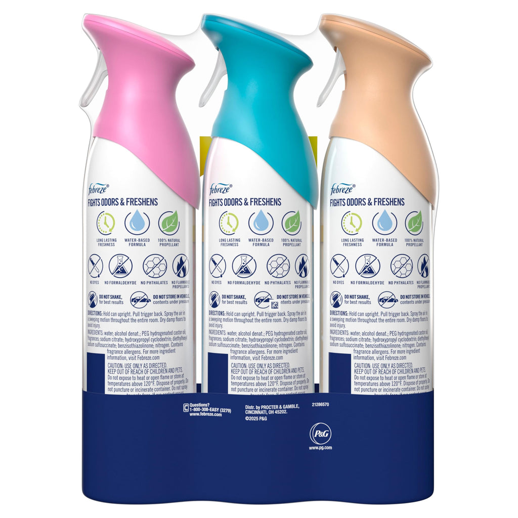 Febreze Air Mist, Air Freshener, Odor Fighting Room Spray, Deodorizer for Home Bathroom Kitchen Office Apartment, Soothe & Restore, Refresh & Energize, Romance & Desire Variety Pack, 8.1oz (Pack of 3)