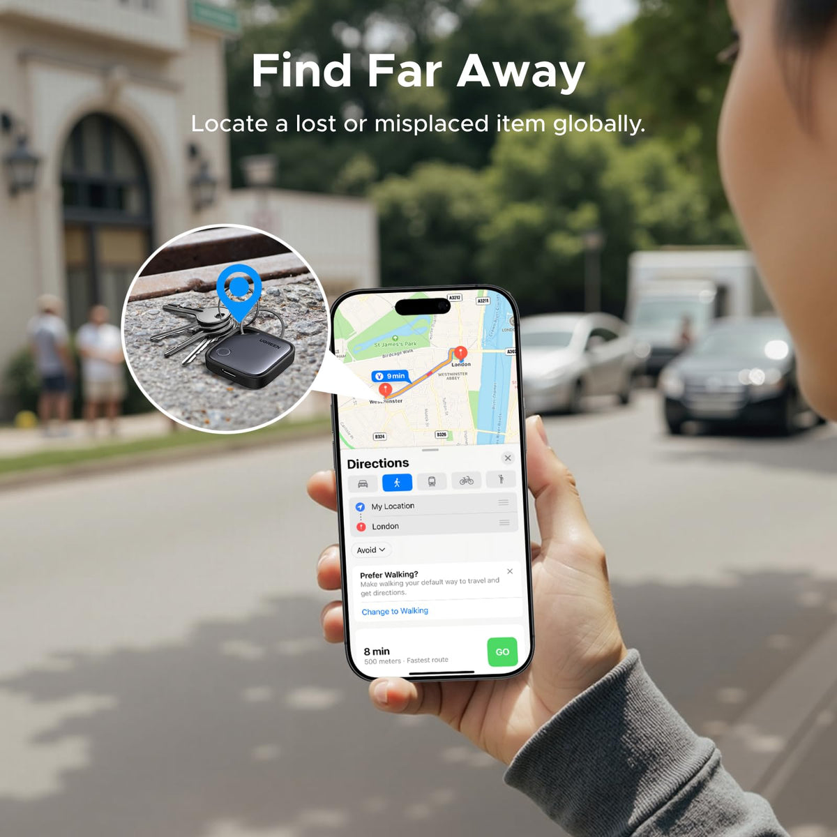 UGREEN FineTrack Air Tracker Tags (iOS Only) 4 Pack Key Finder | Bluetooth Tracker 2-Year Replaceable Battery Compatible with Apple Find My for Keys, Luggage [Apple Find My Certified]