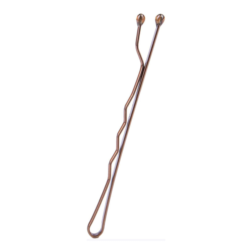 Amazon Basics No Slip Bobby Pins for All Hair Types, Secure Hold Hair Pins for Updos, Brunette Brown, 48 Count
