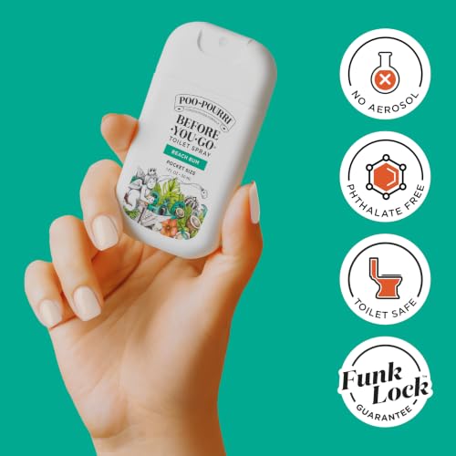 Poo-Pourri Before-You-Go Pocket Toilet Spray, Beach Bum, 1 Fl Oz | Travel Essentials On-The-Go Bathroom Odor Deodorizer with Essential Oils, Up to 50 Uses, TSA Approved, Coconut Orchid Scent