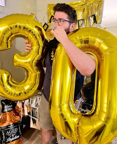 Gold 0 Balloon - Number Balloon 40 Inch, 0th Gold Birthday Decorations | Giant foil helium inflatable 10 20 30 40 50 Numbers Balloon Birthday Decorations, Gold Party Supplies for Women Men