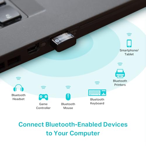 TP-Link USB Bluetooth Adapter for PC - Bluetooth 5.4 USB Dongle Receiver | Plug and Play, Nano Design, EDR & BLE, Supports Windows 11/10/8.1/7 for Desktop, Laptop, Keyboard, Mouse, etc (UB500）