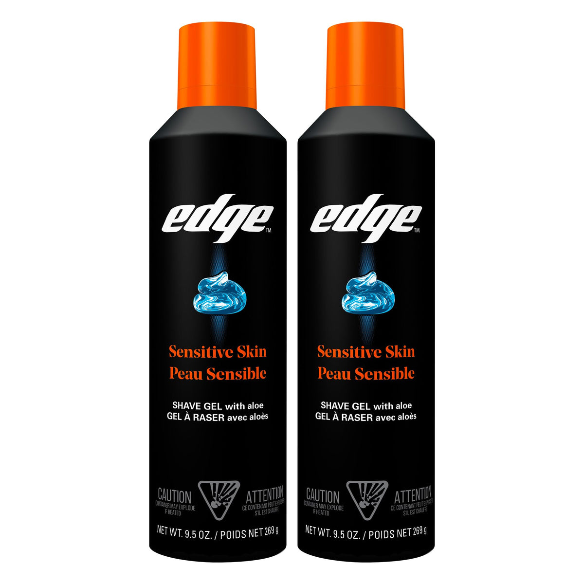 Edge Shaving Gel for Men, Sensitive Skin, 9.5 oz (2 Pack) | Sensitive skin shaving cream gel, Reduces irritation, Aloe-enriched formula, Lubricates for razors, Moisturizing glide