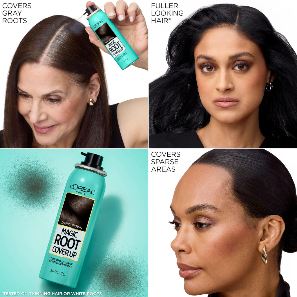 L'Oreal Paris Magic Root Gray Hair Cover Up, Dark Blonde, 2 oz | 100% Gray Hair Coverage with Buildable, Lightweight, and Transfer-Resistant Spray, Temporary Formula, Ammonia-Free