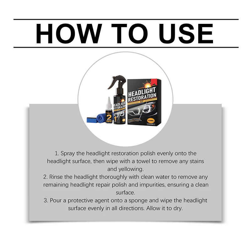 🥳2026 HOT SALE🥳💞50K+ SOLD!⏰🔧 Headlight Restorer Kit – 2 steps, no disassembly. Removes yellow haze, restores clarity. Long‑lasting UV shield. 🚗✨