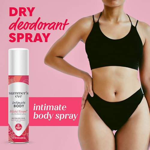 Summer's Eve Daily Refreshing Feminine Spray, Blissful Escape, 2 Oz | Talc-Free, Daily Body Spray for Women, Feminine Care that Neutralizes & Reduces Body Odor, Gynecologist-Tested, On-The-Go