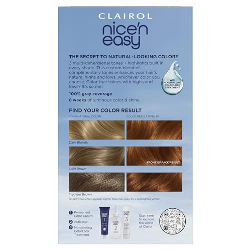 Clairol Nice'n Easy Permanent Hair Dye, 6R Light Auburn | 1 Pack | Zero Ammonia, PPD‑Free, 100% Gray Coverage with Bonding System | Pack of 1