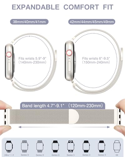 Original Milanese Loop Compatible with Apple Watch Bands for Women & Men | 40/41/42/38mm Stainless Steel Mesh Strap with Magnetic Clasp, Casual & Business, Fits iWatch Series 12 11 10 9 8 7 SE 6 5 4 3