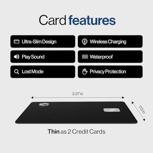 SPOTMINDERS Apple MFi Certified Wallet Tracker PRO Works with Apple Find My IP68 Rechargeable Tracking Card for Wallet Luggage Passport 0.07in Slim Credit Card Design Item Finder