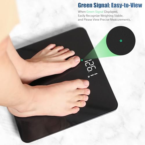 Vitafit Bathroom Scale for Body Weight Accuracy 0.1lb, Weight Scale 400lb | Professional Factory Since 2001 Digital Weighing Scales for Weight, Step On and 3xAAA Included, LED, Spray Silver Black