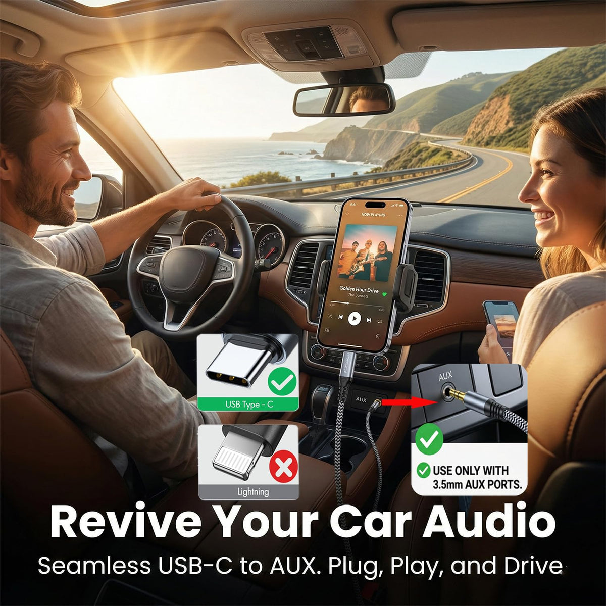 MORELECS USB C to 3.5mm Audio Aux Cable 3.3FT - Aux to USB C for Car Stereo | Aux Cord to USB C for iPhone 18/17/16/15, iPad, Galaxy S26/S25, Pixel, Laptop Perfect for Car, Speakers, Headphone