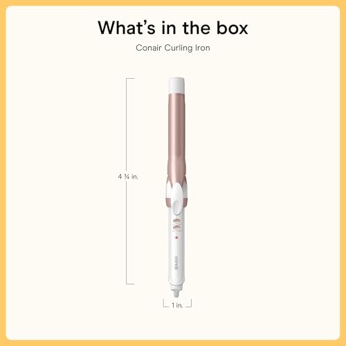Conair Curling Iron, Double Ceramic, 1-in. Barrel, White/Rose Gold | Hair curler and hair waver for medium to long hair, 30 heat settings, dual voltage, built-in heat protection, auto-off