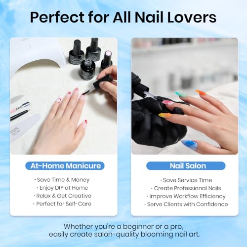 Beetles Blooming Gel 15 ml Clear UV Gel Polish Nail Art for Tortoise Nails | Marble and Natural Stone, Watercolor and Floral Print Spreading Effects, Soak-Off DIY Manicure Design