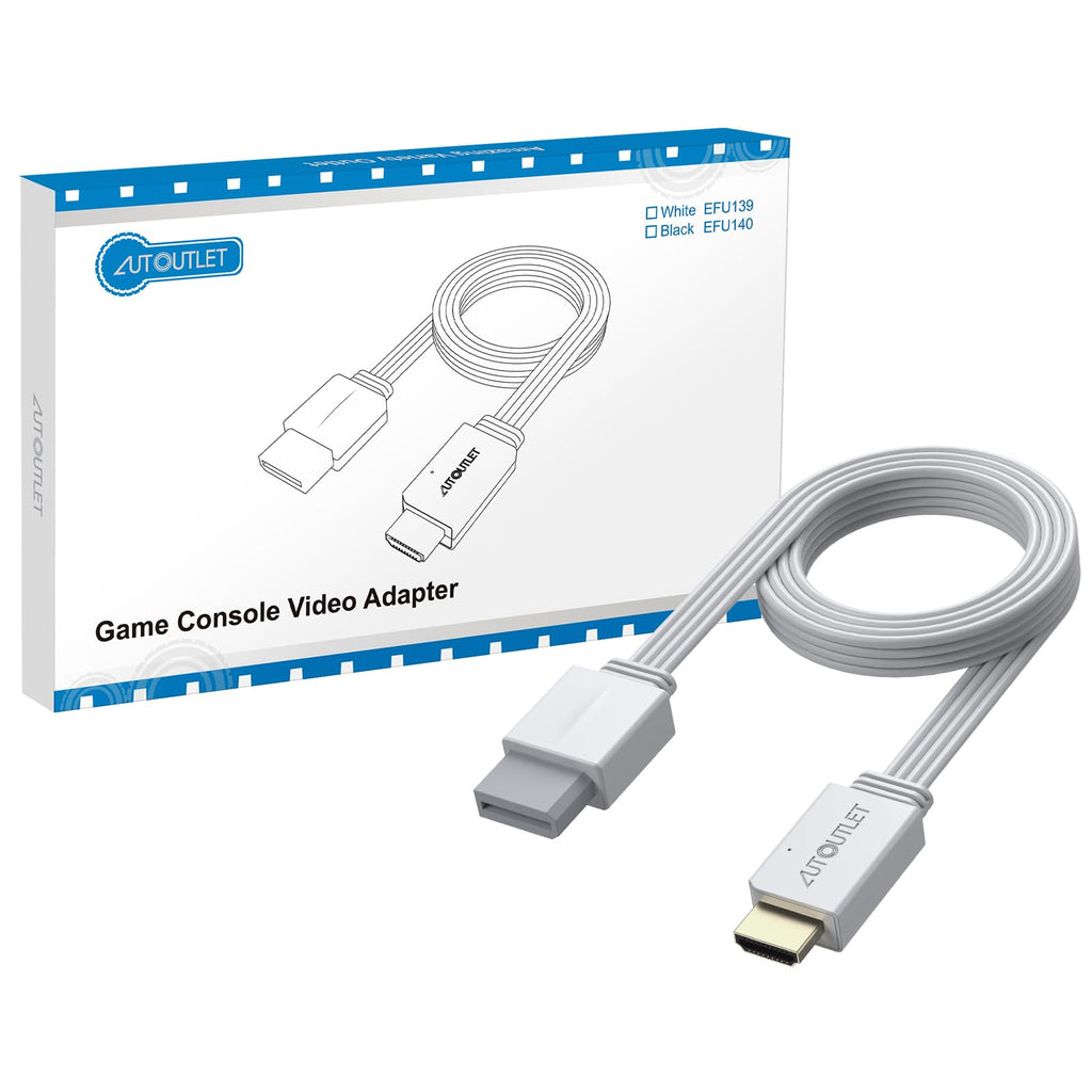 AUTOUTLET Wii to HDMI Adapter, 1080P Wii Converter Built-in 5ft HDMI Cable | for Full HD Device, Plug & Play, Compatible with Nintendo Wii, Wii U, Supports All Wii Display Modes, White