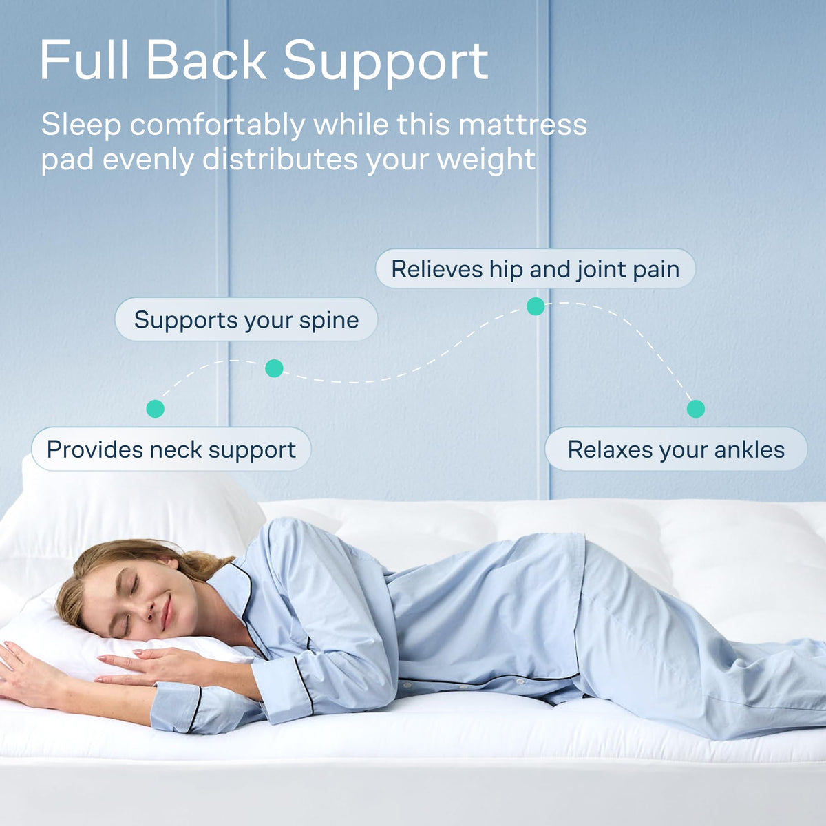 Niagara Sleep Solution 100% Cotton Top Queen Size Mattress Pad, Pillow Top | Cloud-Like Soft Mattress Topper, Breathable Cover, 20" Deep Pocket, Back Pain Relief, Perfect for Hot Sleepers, White