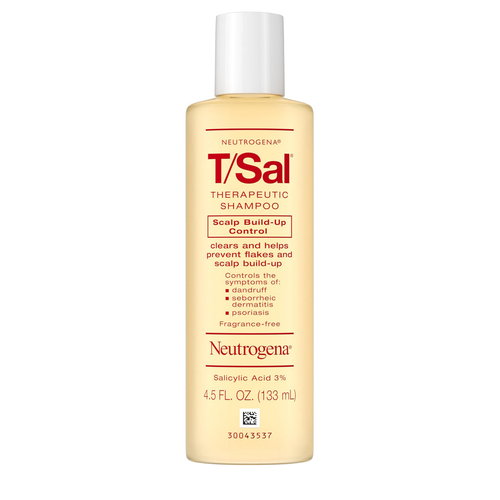 Neutrogena T/Sal Shampoo, Therapeutic Dandruff Control, 4.5 Fl. Oz | Scalp Build-up Shampoo, 3% Salicylic Acid, Scalp Psoriasis Treatment, Seborrheic Dermatitis Shampoo, Fragrance Free