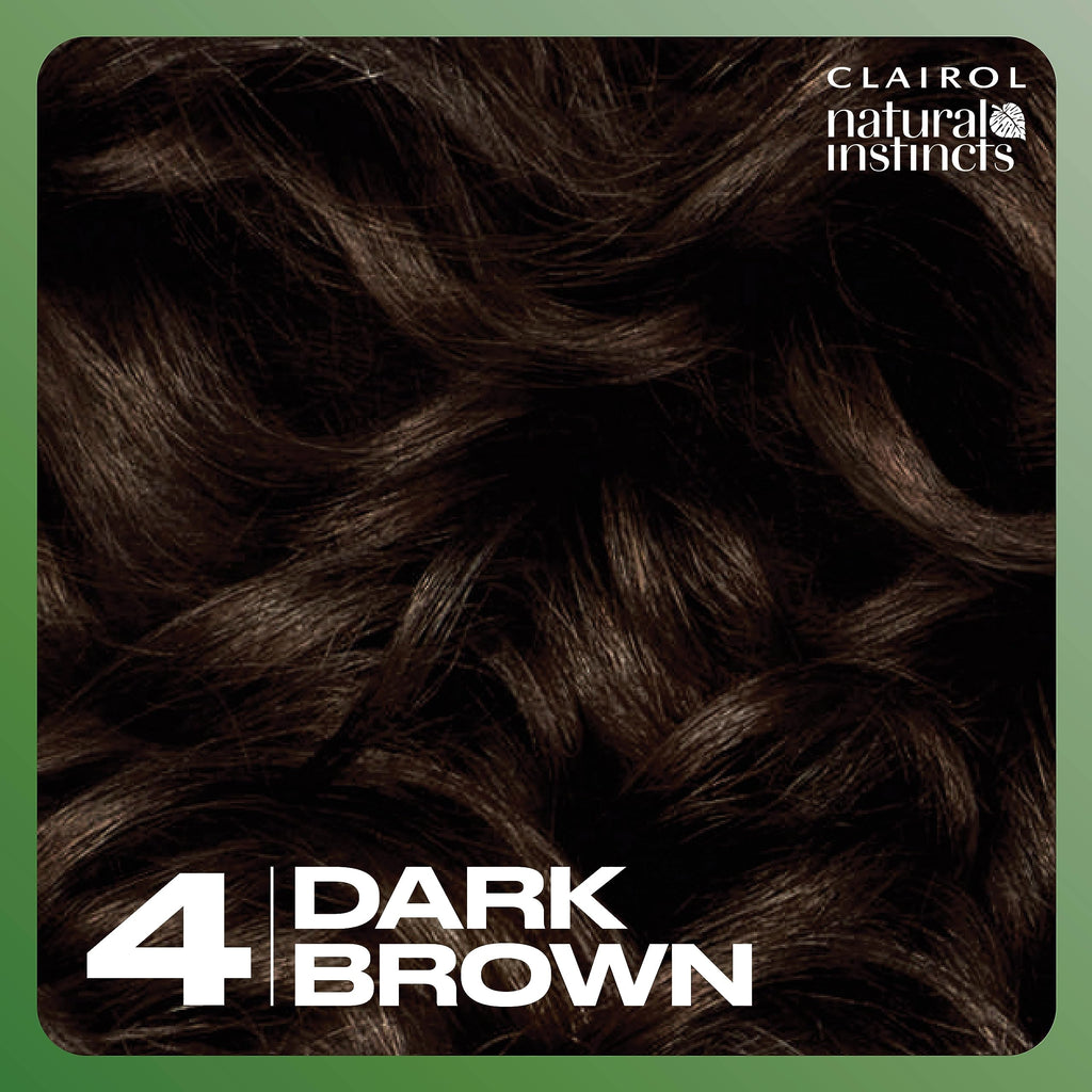 Clairol Natural Instincts Demi-Permanent Hair Dye, 4 Dark Brown | 1 Pack | Ammonia‑Free, Vegan Hair Color with Coconut Oil & Aloe Vera