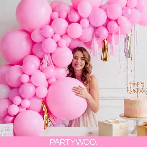 PartyWoo Pink Balloons 127pcs Matte Pink Balloons Different Sizes | 36 18 12 10 5 Inch for Baby Shower Valentine's Day Princess Bachelorette Birthday Valentine's Party Decorations Pink-Y11