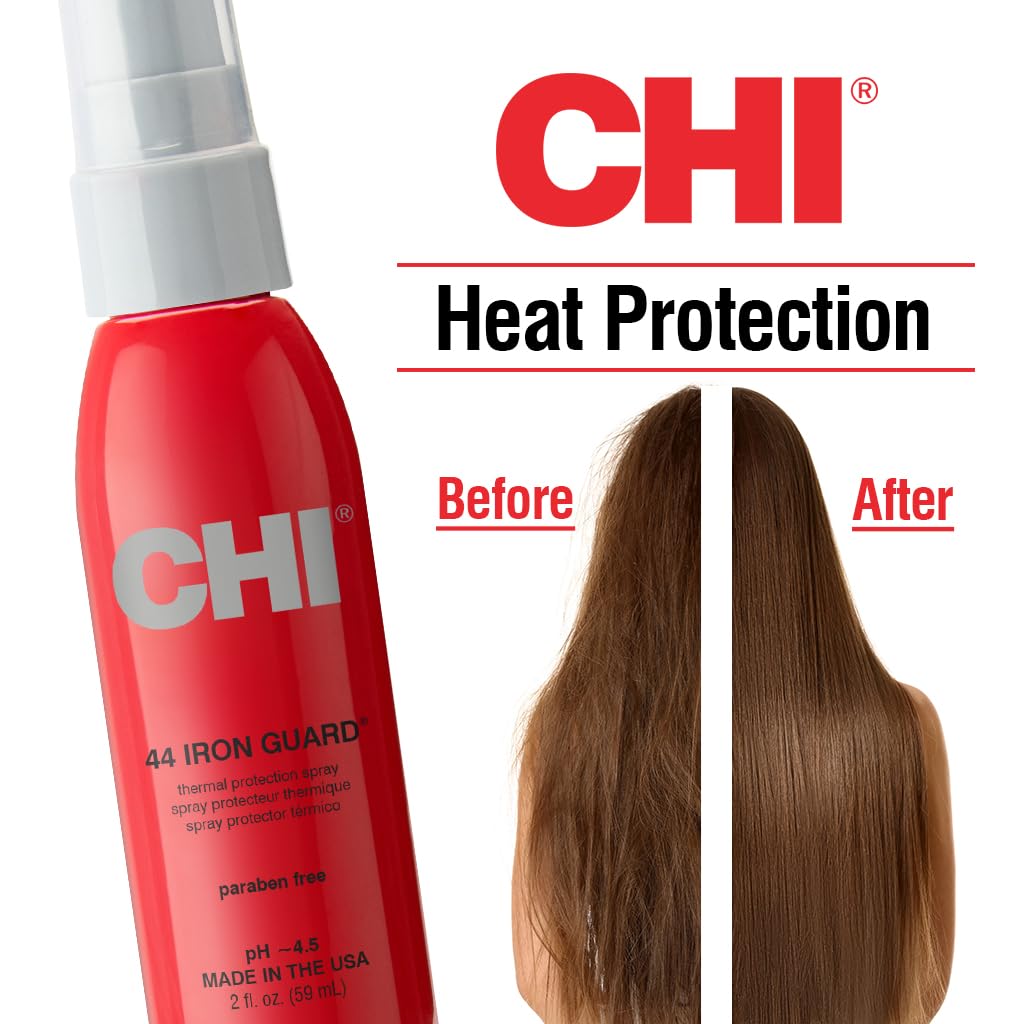 CHI 44 Iron Guard Thermal Protection Spray for Hair, 2 Oz | Heat Damage Shield with Ceramic Minerals, Lightweight Styling Spray, Frizz Control & Shine Enhancer