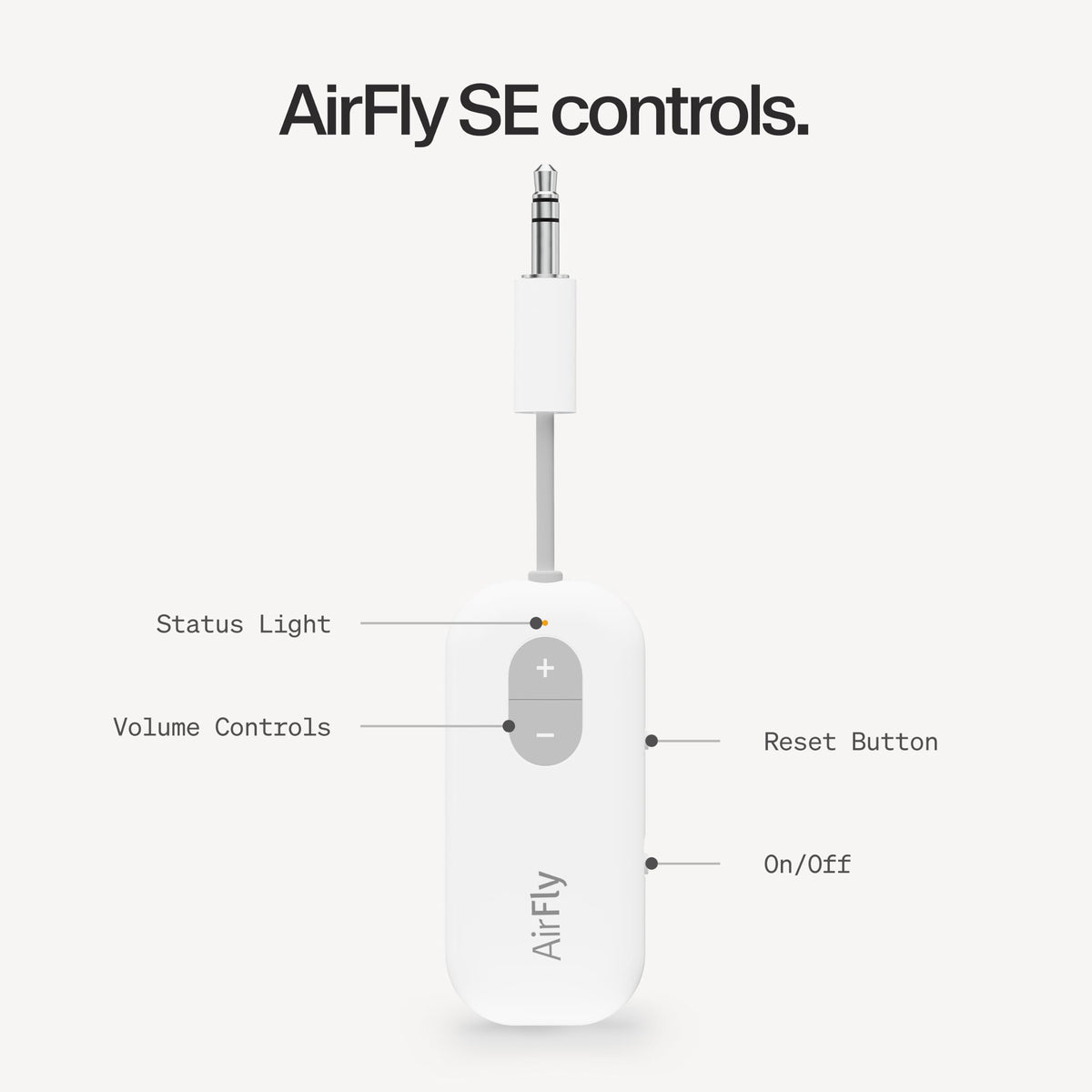 Twelve South AirFly SE, Bluetooth Wireless Audio Transmitter Adapter, White | Bluetooth Adapter for AirPods/Headphones, 20+ Hr Battery, Works with 3.5mm aux Jacks on Airplanes, TVs, Gym Equipment, Travel