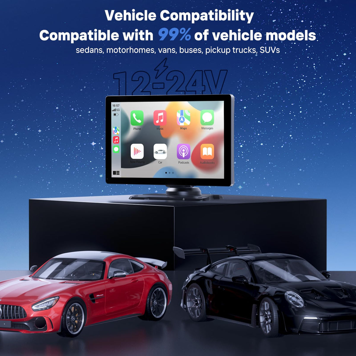9" Wireless Apple Carplay Screen for Car with OTA Update, Backup Camera | Touchscreen Apple Carplay & Android Auto with Voice Control/GPS Navigation/Mirror Link/Bluetooth 5.0/AUX/FM