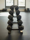 SFE 5-25LB Rubber Hex Dumbbell Set w/ A-Frame Rack (New)