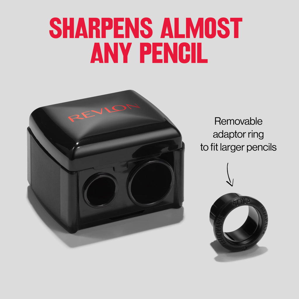 Revlon Universal Points Makeup Sharpener, Black, 1 Count | Makeup sharpener for wooden and plastic pencils. Fits small to large sizes and is easy to clean.