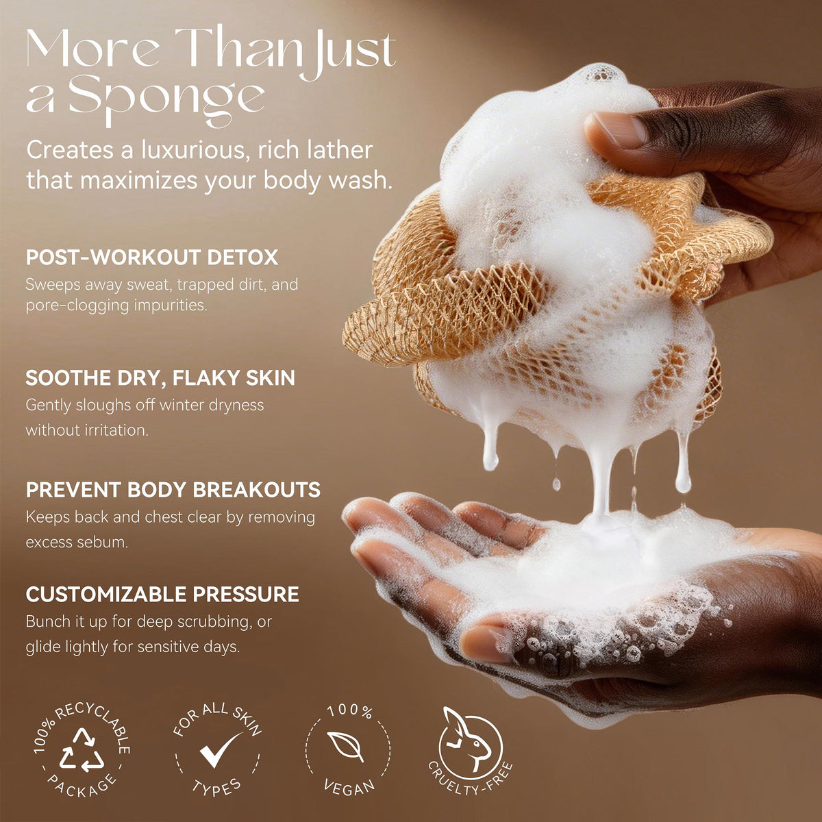 CORATED African Net Sponge Authentic, Shower Loofah Exfoliating Bath Sponge | Body Scrubber for Women and Men Daily Use Body Care, Travel Portable Bath Accessories Spa Gifts