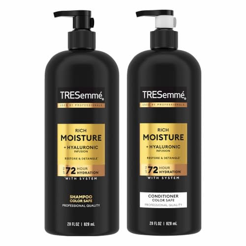 TRESemmé Rich Moisture Hydrating Shampoo & Conditioner Set 28 oz 2 Pack | Moisturizing for frizz-prone hair, Restores damaged hair, Moisturizes & detangles, Shampoo and Conditioner set