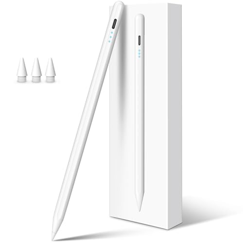 DIGIROOT iPad Pencil for 2018-2026, Plam Rejection Stylus Pen for iPad | Apple Pencil USB-C 3X Fast Charge, Tilt Sensitivity, for iPad 6-11, Pro 11"/12.9"/13, Air 3/4/5/M2/M3/M4, Mini 5/6/7-White