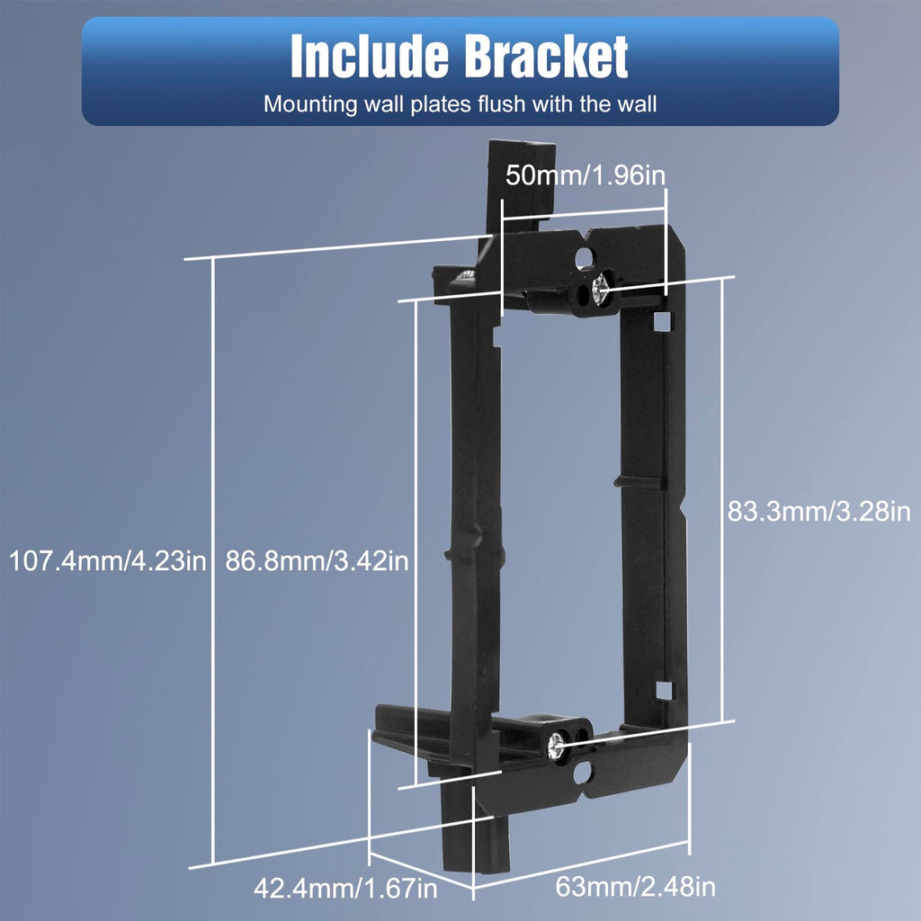 VCE Brush Wall Plate Cable Pass Through with Bracket, White, 2-Pack