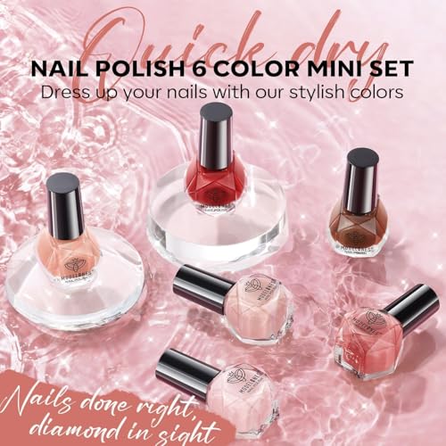 modelones Jelly Nail Polish, 6 Colors Quick Dry Nude Pink Nail Polish Set | Air Dry Nail Polish, No UV Lamp Needed, User-Friendly Red Brown Polish Kit, Nail Art Home Salon, Gift for Women